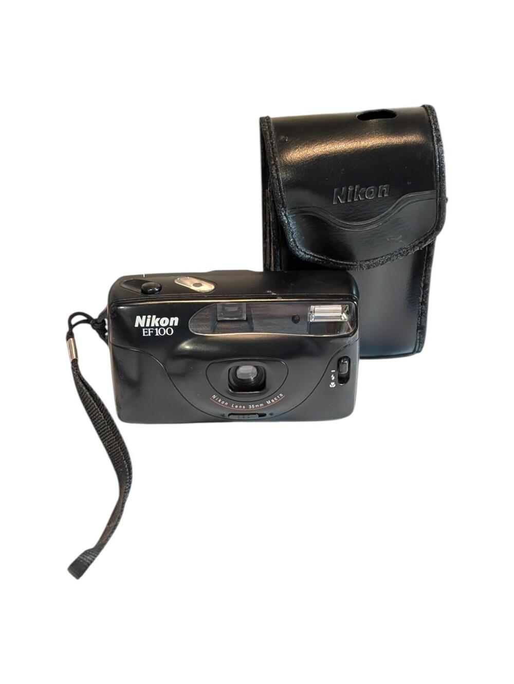 Nikon EF 100 35mm Film Point And Shoot Camera Black Tested With Original Carry